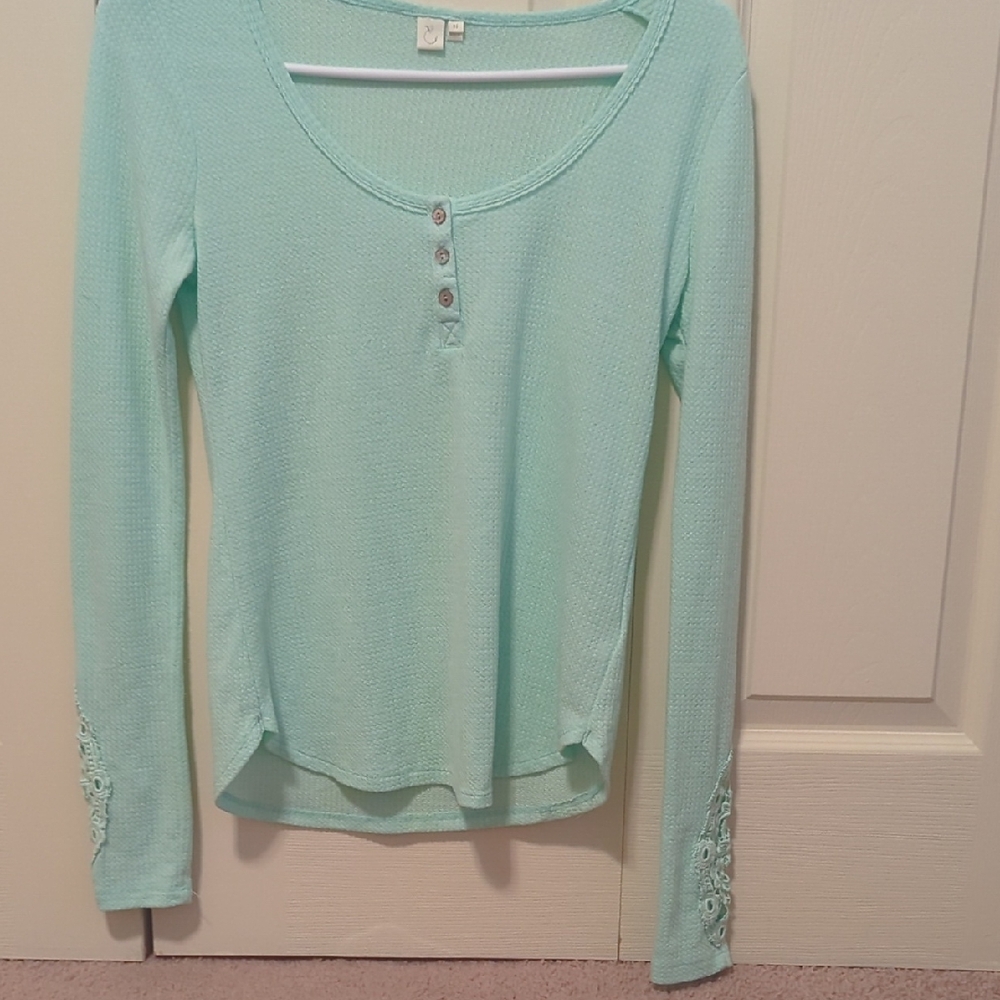 Anthropologie Mint Long Sleeve Top